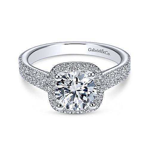 Gabriel & Co 14K White Gold Round Diamond Halo Engagement Ring ER6984W44JJ