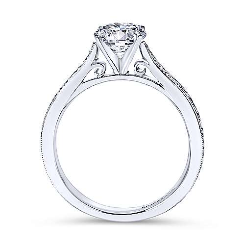 Gabriel & Co Vintage 14K White Gold Round Diamond Engagement Ring  ER7223W4JJJ