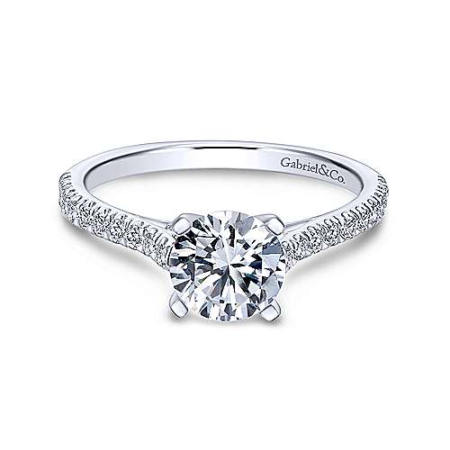 Gabriel &amp; Co 14K White Gold Round Diamond Engagement Ring  ER7224W44JJ