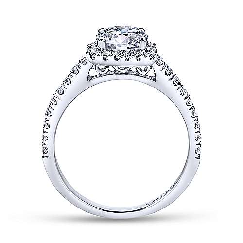 Gabriel & Co 14K White Gold Cushion Halo Round Diamond Engagement Ring  ER7252W44JJ