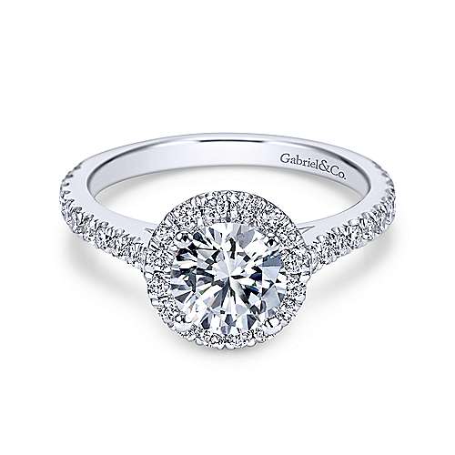 Gabriel & Co 14K White Gold Round Diamond Halo Engagement Ring ER7259W44JJ