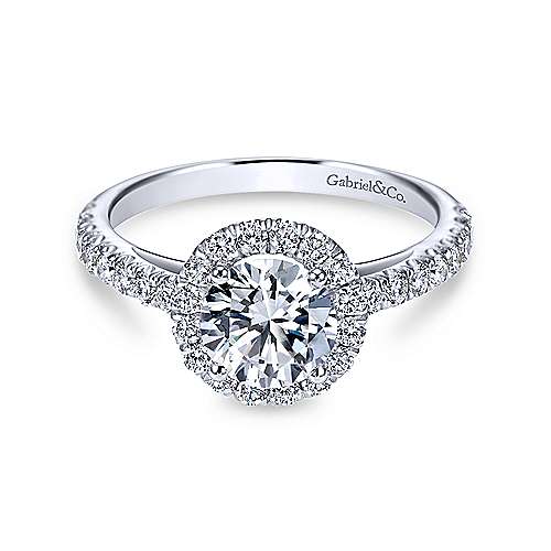 Gabriel &amp; Co 14K White Gold Round Halo Diamond Engagement Ring  ER7261W44JJ