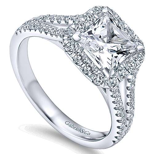 Gabriel & Co 14K White Gold Princess Cut Diamond Halo Engagement Ring ER7262W44JJ