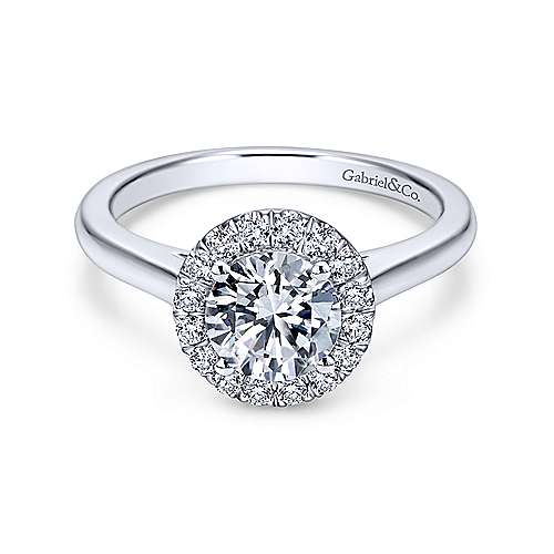 Gabriel &amp; Co 14K White Gold Round Diamond Halo Engagement Ring ER7265W44JJ