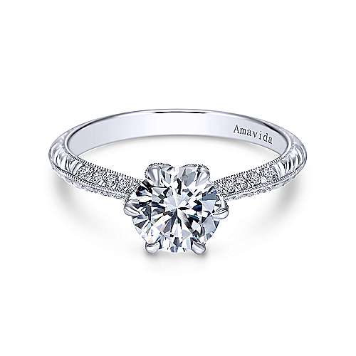 Gabriel &amp; Co Platinum Round Diamond Engagement Ring  ER7389PT3JJ