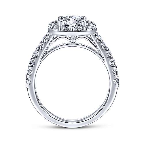 Gabriel &amp; Co 14K White Gold Cushion Halo Round Diamond Engagement Ring  ER7480W44JJ
