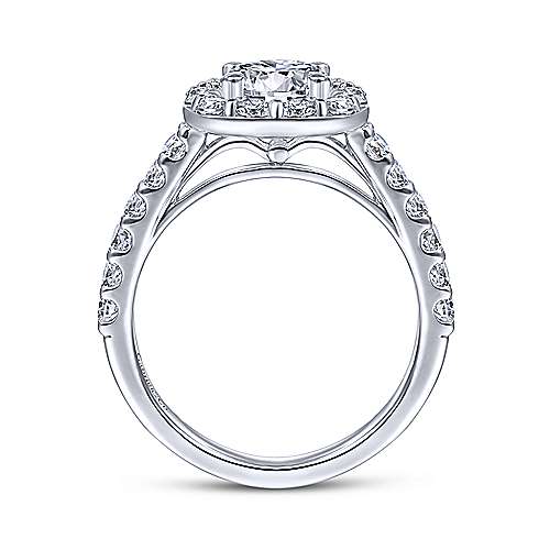 Gabriel & Co 14K White Gold Cushion Halo Round Diamond Engagement Ring  ER7480W44JJ