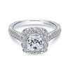 Gabriel & Co Vintage 14K White Gold Cushion Halo Diamond Engagement Ring  ER7500W44JJ