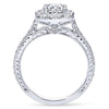 Gabriel & Co Vintage 14K White Gold Cushion Halo Diamond Engagement Ring  ER7500W44JJ