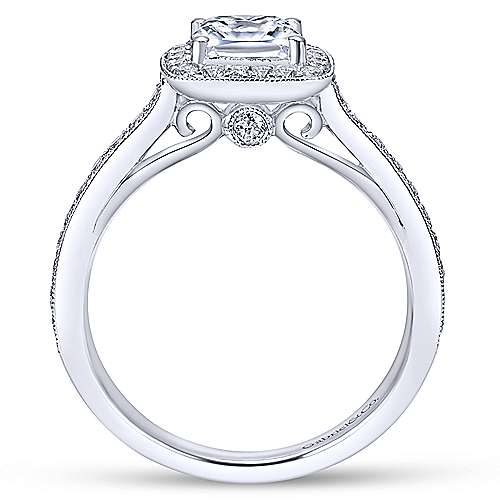 Gabriel & Co. Vintage 14k White Gold Cushion Cut Halo ENGAGEMENT RING ER7527W44JJ