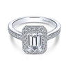 Gabriel & Co 14K White Gold Emerald Cut Diamond Halo Engagement Ring ER7528W44JJ