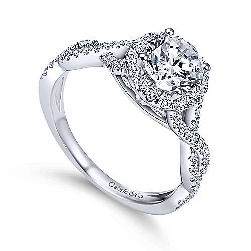 Gabriel &amp; Co. 14k White Gold Round Halo ENGAGEMENT RING ER7543W44JJ