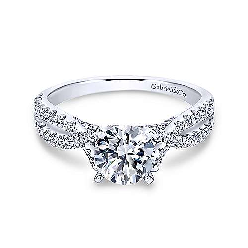 Gabriel &amp; Co 14K White Gold Round Twisted Diamond Engagement Ring ER7544W44JJ
