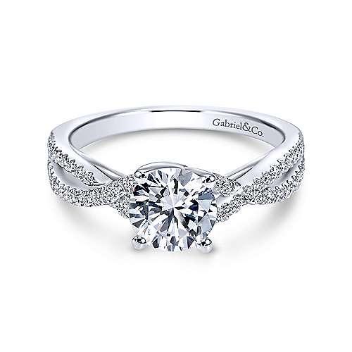 Gabriel &amp; Co 14K White Gold Round Diamond Twisted Engagement Ring ER7546W44JJ