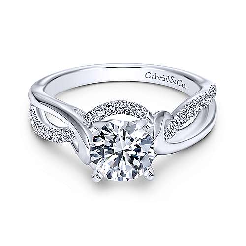 Gabriel &amp; Co 14K White Gold Round Twisted Diamond Engagement Ring ER7801W44JJ
