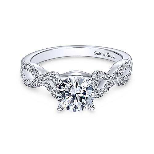 Gabriel &amp; Co 14K White Gold Round Diamond Twisted Engagement Ring ER7805W44JJ