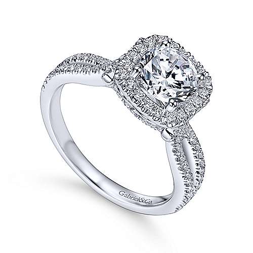 Gabriel & Co 14K White Gold Round Diamond Halo Engagement Ring ER7806W44JJ