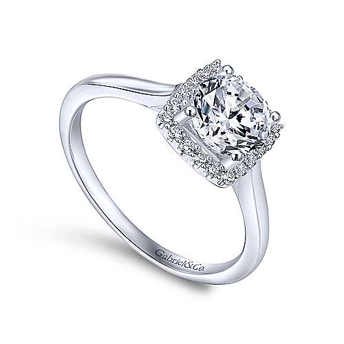 Gabriel & Co 14K White Gold Round Diamond Halo Engagement Ring ER7818W44JJ