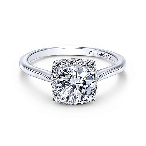 Gabriel & Co 14K White Gold Round Diamond Halo Engagement Ring ER7818W44JJ