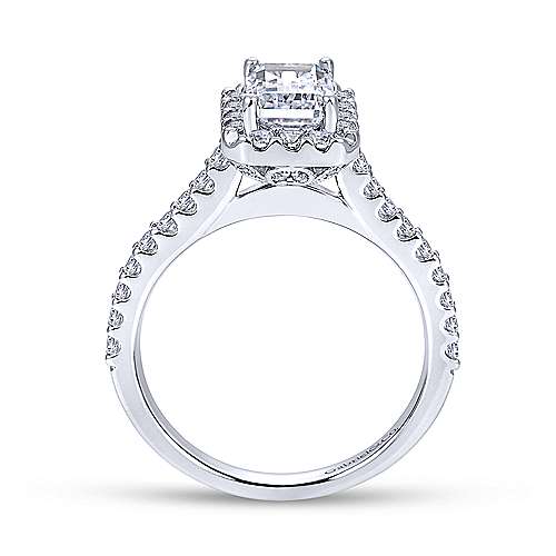 Gabriel & Co 14K White Gold Emerald Cut Diamond Halo Engagement Ring ER7840W44JJ