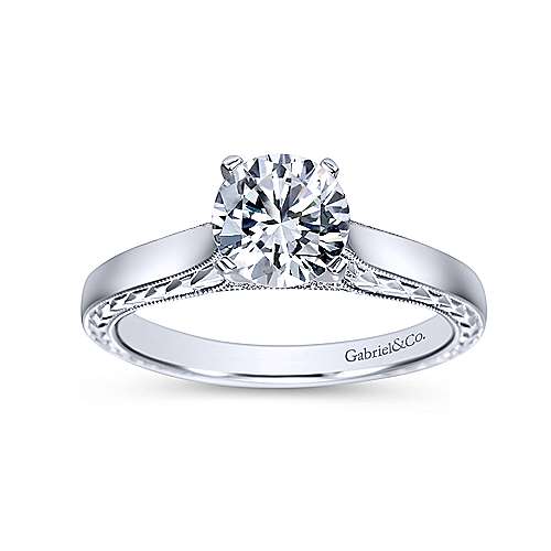 Gabriel & Co Vintage 14K White Gold Round Diamond Engagement Ring  ER8046W44JJ