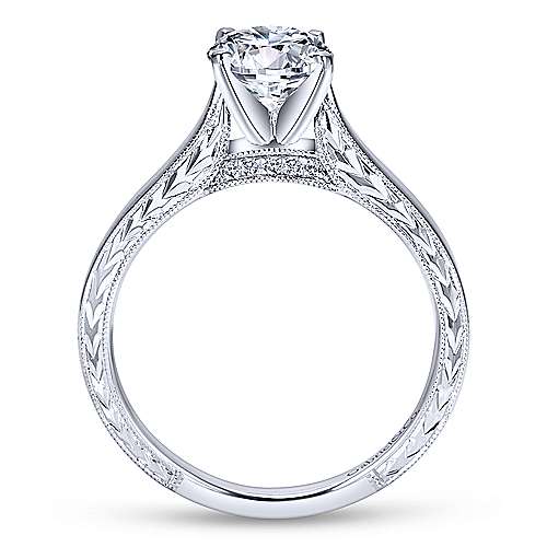 Gabriel & Co Vintage 14K White Gold Round Diamond Engagement Ring  ER8046W44JJ