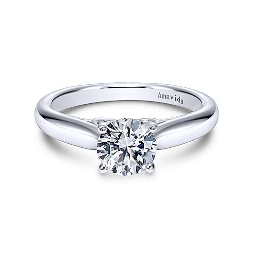Gabriel & Co Unique 18K White Gold Round Diamond Engagement Ring  ER8087W8JJJ