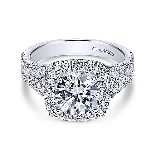 Gabriel &amp; Co 14K White Gold Round Diamond Halo Engagement Ring ER8333W44JJ
