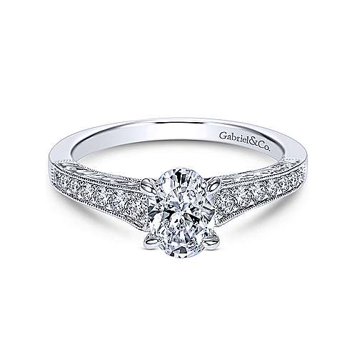 Gabriel & Co 14K White Gold Oval Diamond Engagement Ring  ER8805W44JJ