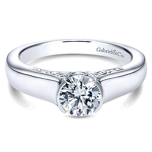 Gabriel &amp; Co 14K White Gold Round Diamond Engagement Ring  ER9057W44JJ