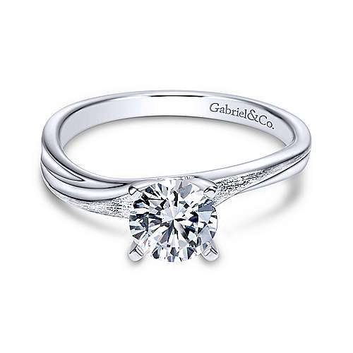 Gabriel &amp; Co 14K White Gold Round Diamond Engagement Ring  ER9087W4JJJ