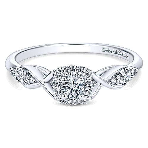 Gabriel &amp; Co 14K White Gold Round Diamond Halo Engagement Ring ER912151R0W44JJ.CSD4