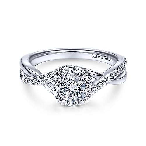 Gabriel &amp; Co 14K White Gold Round Diamond Halo Engagement Ring ER98733W44JJ.CSD4