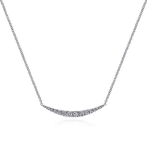 Gabriel & Co. 14K White Gold Curved Diamond Bar Necklace NK4879W45JJ