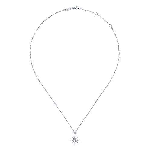 Gabriel & Co. 14K White Gold Diamond Starburst Pendant Necklace NK4847W45JJ