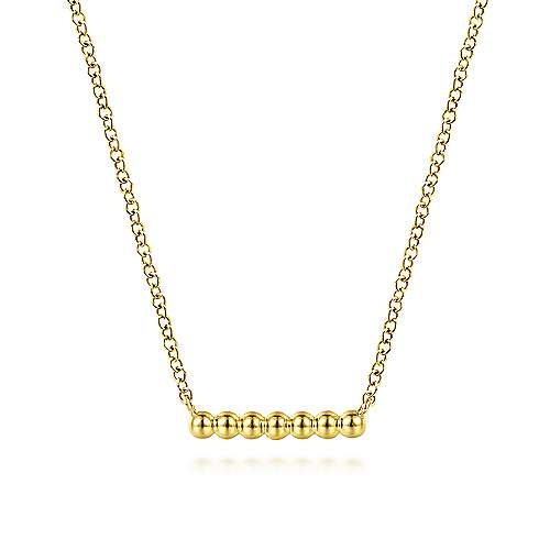 Gabriel & Co. 14K Yellow Gold Bujukan Beaded Bar Necklace NK6396Y4JJJ