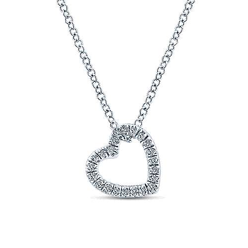 Gabriel & Co. 14k White Gold 0.09ct Diamond Heart Pendant Necklace NK5451W45JJ