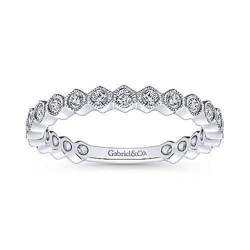 Gabriel & Co. 14K White Gold Hexagon Round Diamond Stackable Ring LR51174W45JJ