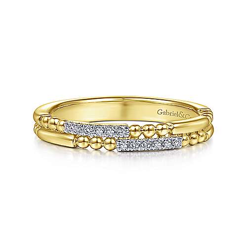 Gabriel & Co. 14K Yellow Gold Segmented Beaded Diamond Stackable Ring LR51456Y45JJ