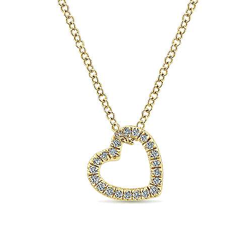 Gabriel &amp; Co. 14k Yellow Gold 0.09ct Diamond Heart Pendant Necklace NK5451Y45JJ