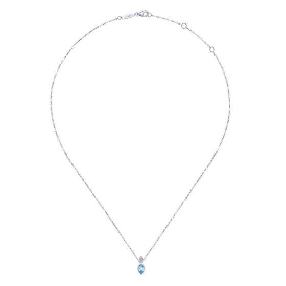 Gabriel & Co 14k White Gold 0.03ct Diamond Blue Topaz Necklace NK5751W45BT