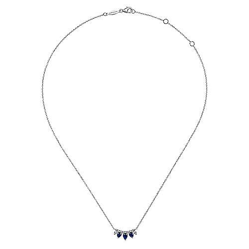 Gabriel & Co 14k White Gold 0.08ct Diamond Sapphire 17.5in Necklace NK6075W45SA