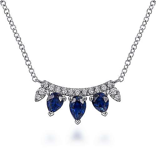 Gabriel & Co 14k White Gold 0.08ct Diamond Sapphire 17.5in Necklace NK6075W45SA