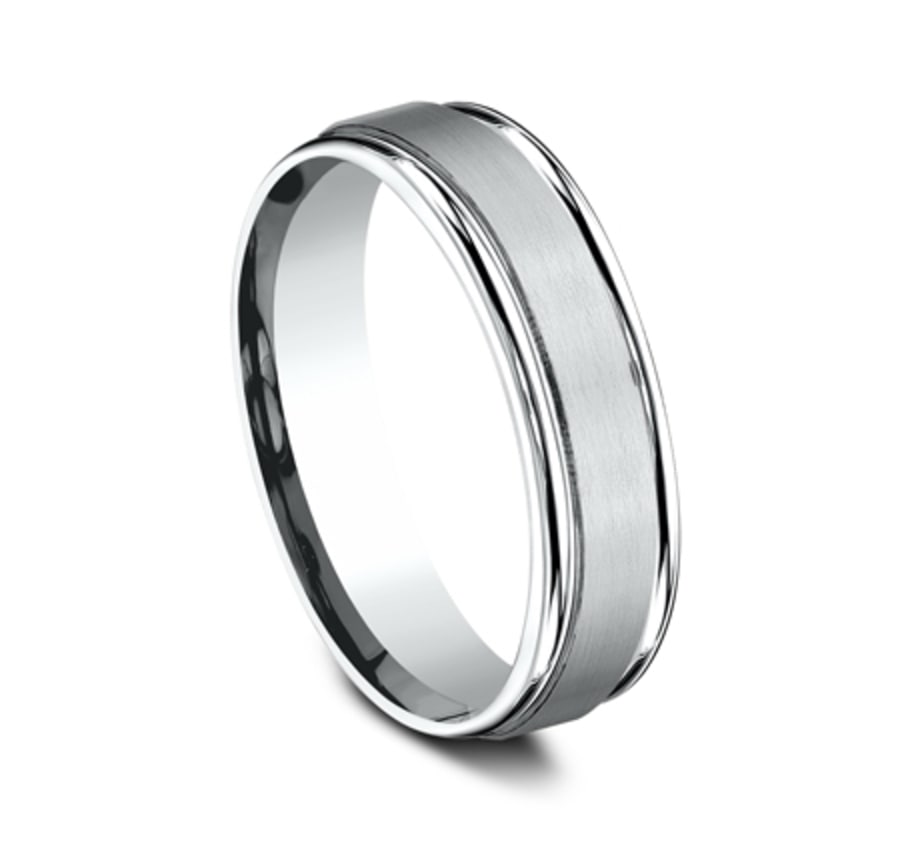 Benchmark RECF7602SW White 14k 6mm Men's Wedding Band Ring