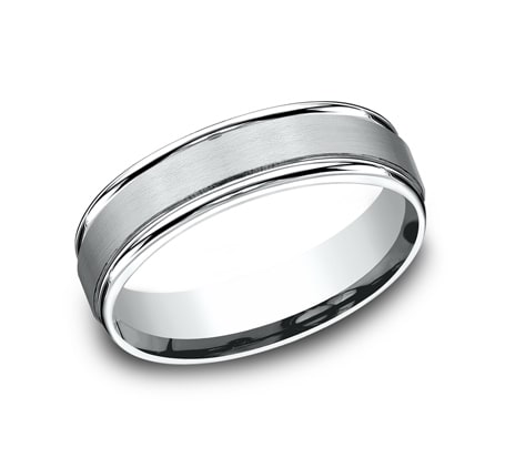 Benchmark RECF7602SW White 14k 6mm Men's Wedding Band Ring