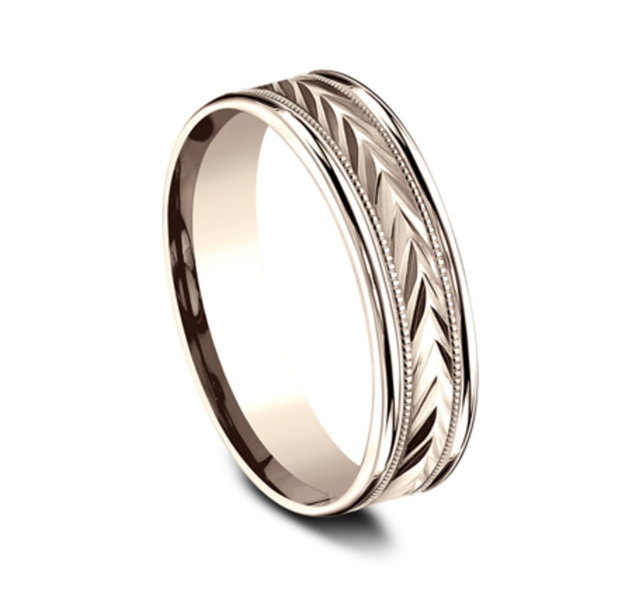 Benchmark RECF7603R Rose 14k 6mm Men's Wedding Band Ring