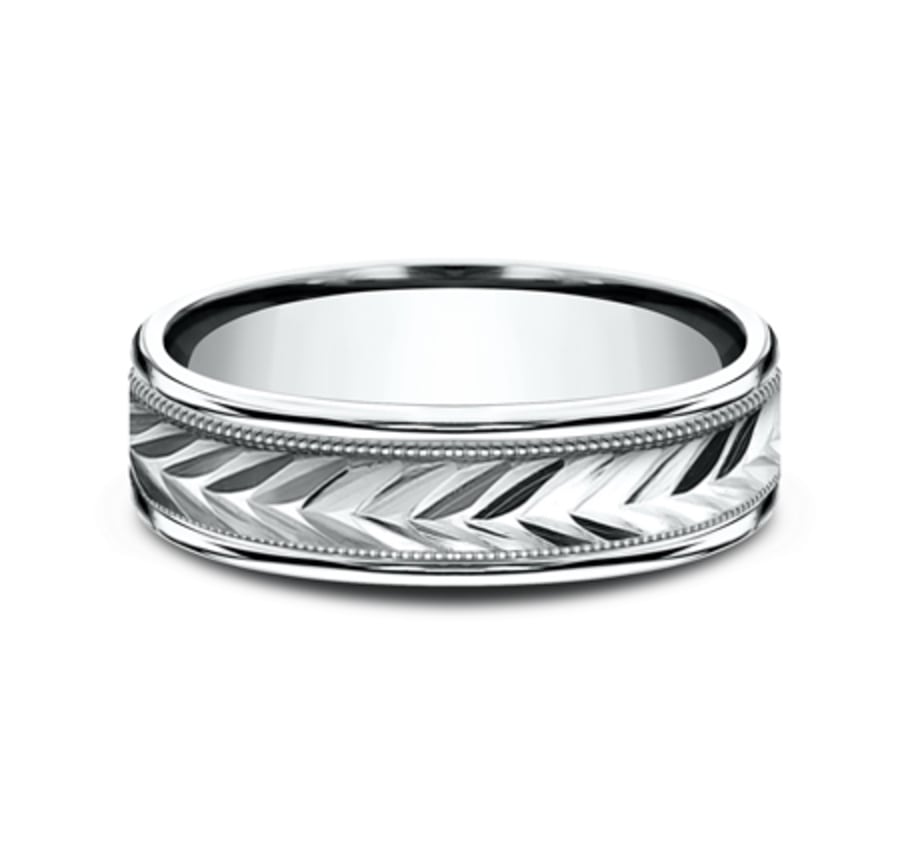 Benchmark RECF7603W White 14k 6mm Men&#39;s Wedding Band Ring