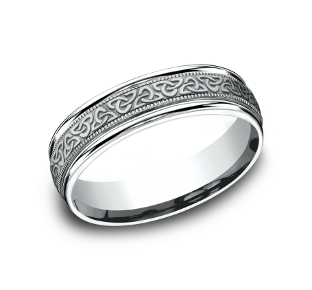 Benchmark RECF846358W White 14k 6mm Men's Wedding Band Ring