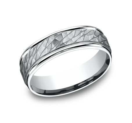 Benchmark RECF8465393W White 14k 6.5mm Men&#39;s Wedding Band Ring
