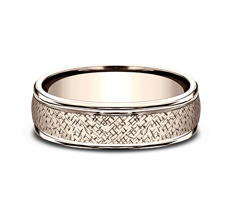 Benchmark RECF8465590R Rose 14k 6.5mm Men&#39;s Wedding Band Ring